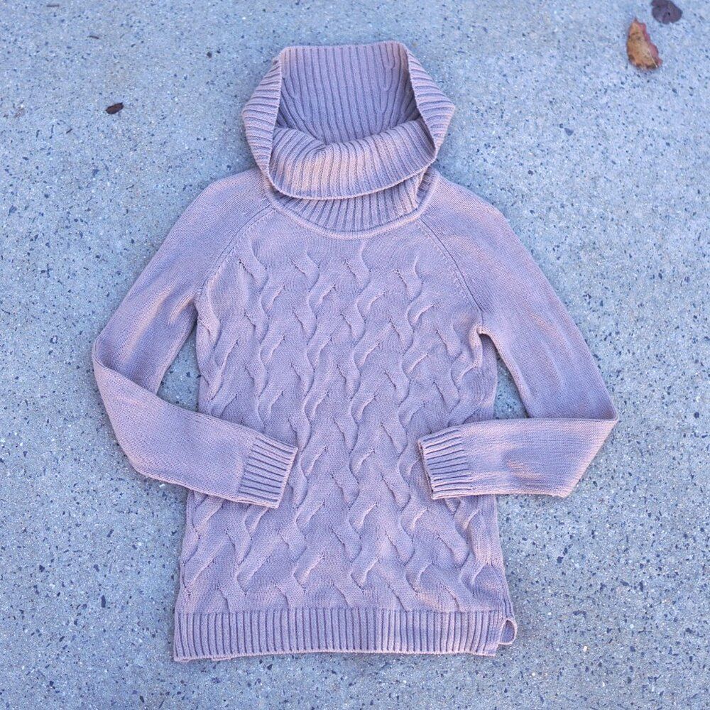Calvin Klein Cowl Neck Sweater XS Gray Chunky Knit Pullover Minimalist Textured